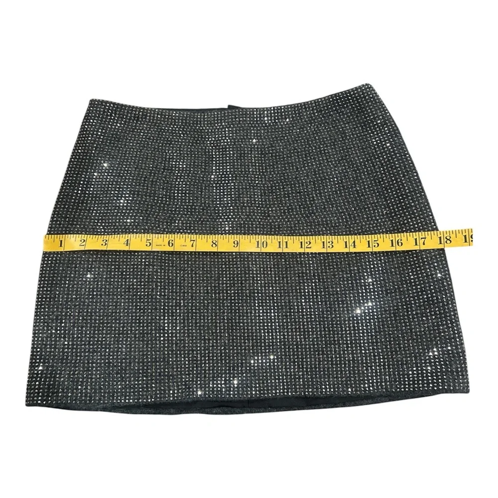 Elegant Black/Dark Grey Studded Mini Skirt Size PS